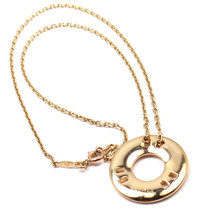Rare! Authentic Hermes Paris 18k Yellow Gold Round H Pendant Necklace - £2,192.21 GBP