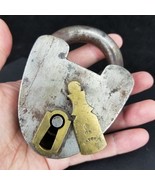 LARGE antique padlock &quot;GB&quot; Great Britain decorative brass 1800&#39;s - $138.99