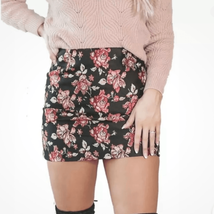 Minkpink Womens XS Larache Mini Skirt Black Pink Floral Print Back Zipper NWT - £37.03 GBP