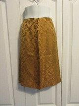 Claudie Pierlot Gold Jacquard Straight Skirt France T1 (Sm) Lined Side Slit Vgc - £15.65 GBP