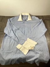Ermenegildo Zegna Shirt Mens XL Blue Long Sleeve Button Up Dress - £11.09 GBP