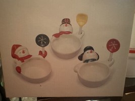 Hallmark Condiment Set with Spoons Snowmen Holiday Christmas 6 Piece Set. - £11.15 GBP