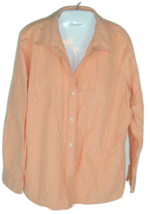 Gap Top Womens Pin Striped Orange Button Down Blouse XL long sleeve - £12.41 GBP
