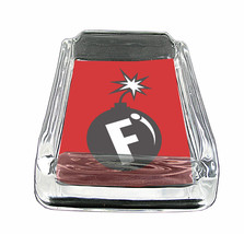 F Bomb Rs1 Glass Square Ashtray 4&quot; x 3&quot; Smoking Cigarette Bar - £39.30 GBP