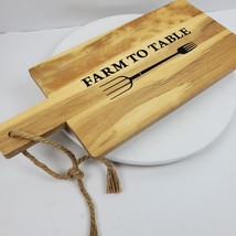 Vintage Farmhouse Wood Footed Cutting Board Trivet 19x8x2 Inch Farm To T... - $26.00