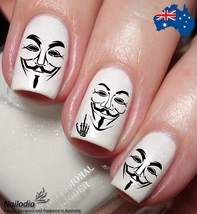 Anonymous Vendetta Mask Nail Art Decal Sticker - £3.58 GBP