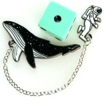 Astronaut and Whale Enamel Pin Moon Space Ocean image 4