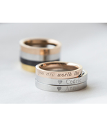 Couple Rings Personalized Gift, Rose Gold Promise Ring, Purity Wedding R... - £21.58 GBP