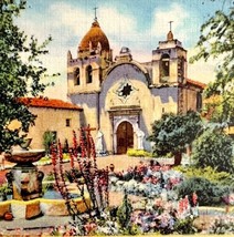 San Carlos Of Monterey Mission Carmel Postcard California c1930s PCBG9A - £15.75 GBP
