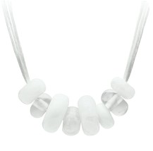 VL024 -  Resin Necklace with Synthetic Synthetic Stone in White - $383.87 MXN