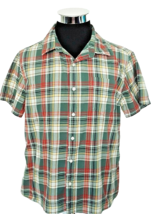 Dip Men&#39;s Button Front Shirt Size Large Multicolor Plaid Cotton  Short S... - £11.48 GBP