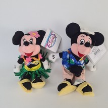 Lot 2 The Disney Store Tourist Mickey &amp; Minnie Mouse Beans Bag Plush Toys Vntg - £8.63 GBP