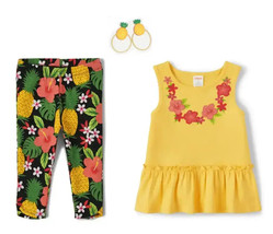 NWT Gymboree Toddler Girls Size 3T Pineapple Punch Capris Top Hair Ties ... - £19.61 GBP