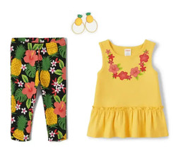 NWT Gymboree Toddler Girls Size 3T Pineapple Punch Capris Top Hair Ties ... - £20.02 GBP