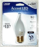Accent LED 1.1W CA9.5 Frosted Flame-Tip Candelabra Bulb E26 BPEFF/LED 28... - £6.28 GBP