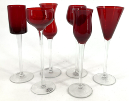6 Colorful Cordial Glasses Home Essentials and Beyond Red Clear Stemmed ... - £23.72 GBP