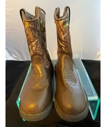 Real Tree Youth Boots Brown W/ Camo Tops with Zipper Sides Dustin Junior... - €25,59 EUR