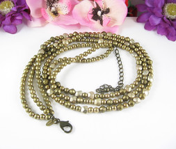 Chico&#39;s Triple Strand GOLDTONE Beaded NECKLACE Vintage Silvertone Metal Bead 24&quot; - £14.85 GBP