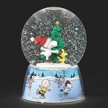 7.5 inch Snoopy and Woodstock skating lighted glitter snow globe musical - £87.87 GBP