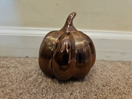 Pumpkin Figurine, 4&#39;&#39; Tall/4&#39;&#39; Diameter, Bronze Finish Halloween Statue ... - $9.99