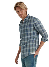 Lucky Brand Mens Light Weight Button Front Shirt Long Sleeve Plaid Blue ... - $58.91