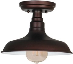 Farmhouse Ceiling Light Fixture Vintage Industrial Rustic Flush Mount Bronze New - £26.61 GBP