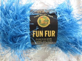 1-1/2 Oz. Lion Brand Fun Fur Prints &quot;Eyelash&quot; Polyester #106 Bright Blue Yarn - £1.48 GBP