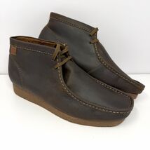 Clarks Men’s Shacre Wallabee Boots Sz 10.5 Brown Waxy Leather Ankle Chuk... - $59.35