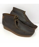 Clarks Men’s Shacre Wallabee Boots Sz 10.5 Brown Waxy Leather Ankle Chukka EUC - $59.35