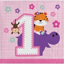 One is Fun Girl Beverage Napkins Paper 16 Per Pack 1st First Birthday Party - £11.18 GBP