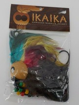 Ikaika Small Hawaiian Warrior Helmet Replica Colored Feather Car Mirror Display - £12.01 GBP