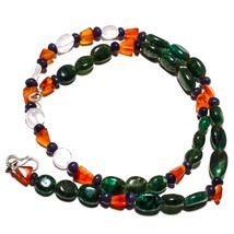 Moss Agate Natural Gemstone Beads Jewelry Necklace 17&quot; 96 Ct. KB-376 - £8.65 GBP