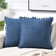 Elegant Homi Set Of 2 Dusty Blue Decorative Throw Pillow Covers For Couch Bed - £33.14 GBP