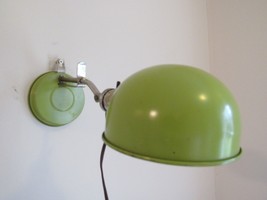 MCM wall table lamp AVOCADO GREEN work bed light 1960&#39;s atomic dome vintage - £66.16 GBP