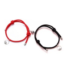 2Pcs Minimalist Lovers Matching Friendship Bracelet Rope Braided Couple Magnetic - £10.00 GBP