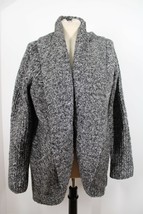 Talbots L Gray Marled Open Front Mid-Length Cardigan Sweater Cotton Alpaca - £22.40 GBP