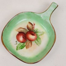 Vintage 1970s Hand Painted Signed Handled Bowl Ceramic w/ Gold Trim 4.5&quot; Square - £23.08 GBP