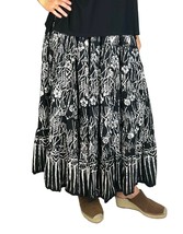 Plus Size Tiered Skirt -Light Weight Black White Flower 0X 1X 2X 3X 4X 5X 6X - £66.10 GBP+