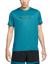 Nike Pro Men&#39;s Sport Clash Performance Graphic Tee Green Abyss/Obsidian-Large - $26.97