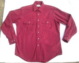 VTG Orvis L Maroon Red Chamois Flannel 100% Cotton Button Long Sleeve Work Shirt - £15.90 GBP