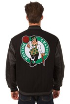 NBA Boston Celtics JH Design Wool Leather Reversible Jacket Patch Logos Black JH - £195.55 GBP