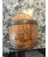 vintage MCM hand carved wooden wall hanging basket Avon, ME 11&quot; Tall - $410.51 MXN