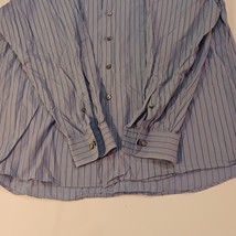 Calvin Klein Size 17 1/2 Striped Men's Long Sleeve Button Up Shirt Cotton Blue image 5