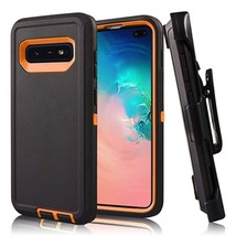 For Samsung S10e Heavy Duty Case w/Clip BLACK/ORANGE - £5.39 GBP