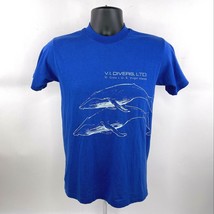 Whales Blue T-Shirt Vintage 1980 VI Divers LTD Sport-T by Stedman Tag Si... - $27.91