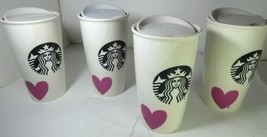 Starbucks  4 Ceramic Tumbler 12 oz Mug with Red Heart on it MIC 2015 &amp; S... - $700.00
