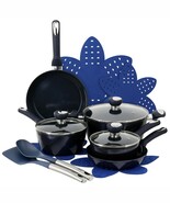 Oster Hawke 14 Piece Ceramic Nonstick Cookware Set in Dark Blue - $2,541.29 MXN