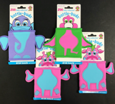 KidKusion Bottle-Bud ZooBaby Lot of 4 Drink Koozie Flamingo Giraffe Elep... - €6,72 EUR