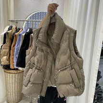 Neploe Stand Neck Solid Color Sleeveless Vest Winter Coat Women Jaqueta Feminina - £41.82 GBP