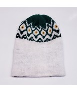 Vintage 70s Eski Green White Cap Acrylic Balaclava Beanie Cap Adult OSFA - £11.57 GBP